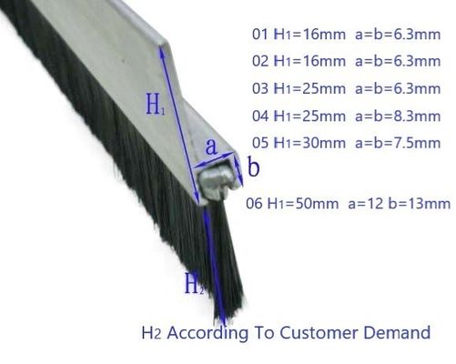 Straight SUS304 Windproof Garage Door Bottom Seal Strip Brush